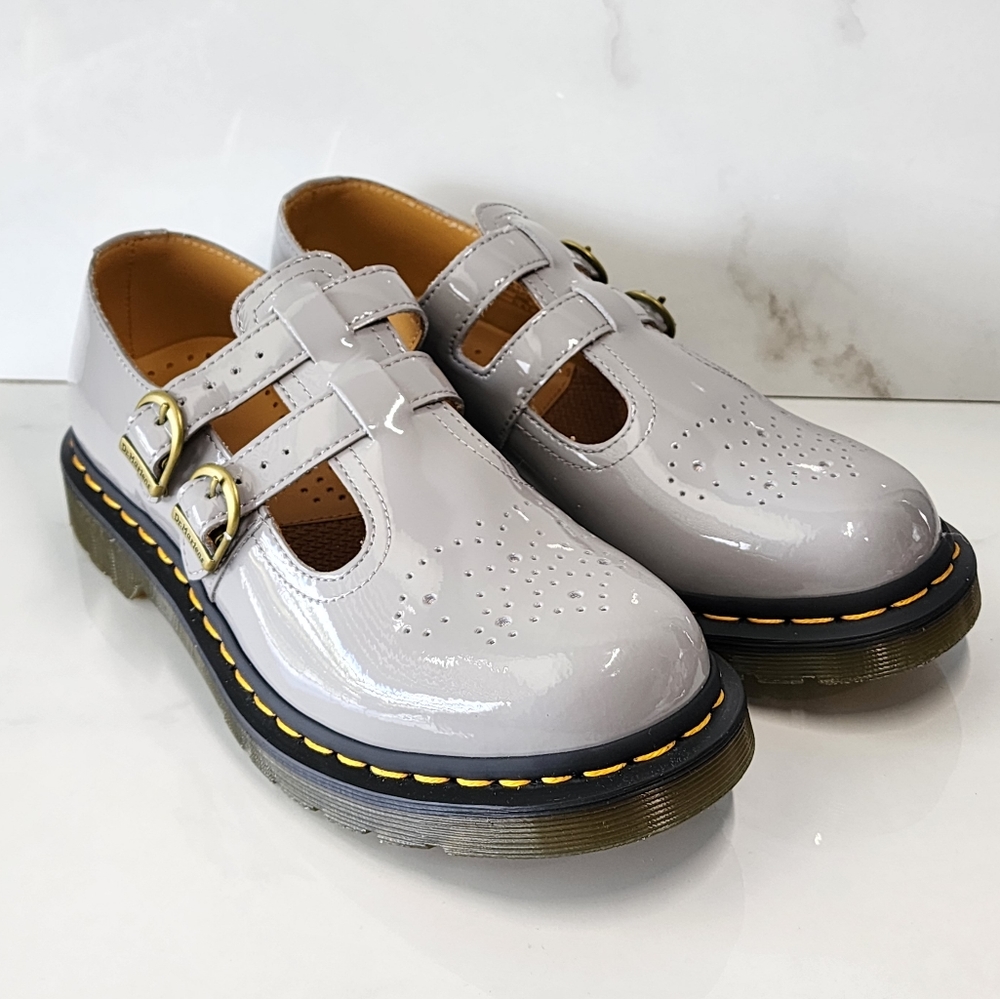 NIB Dr. Martens Gray Patent Leather Flats - Picture 2 of 10